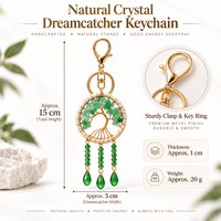 Porte-clés attrape-rêves en cristal naturel, Arbre de Vie, breloque de sac en pierres précieuses, accessoires pour clés de voiture