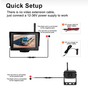 กล้องสำรองแบบไร้สายสำหรับรถยนต์ จอภาพขนาด 4.3 นิ้ว สัญญาณดิจิตอลเสถียร IP67 กล้องมองหลังกันน้ำสำหรับรถบรรทุก/รถยนต์/รถกระบะ/SUV - Product Image 6