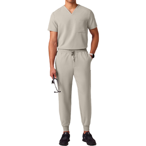 Set di scrub medici con LOGO personalizzato da uomo divise ospedaliere intrecciate per <span class=keywords><strong>lavoro</strong></span> da salone di bellezza <span class=keywords><strong>infermiere</strong></span>, tra cui pantaloni dritti - Product Image 6