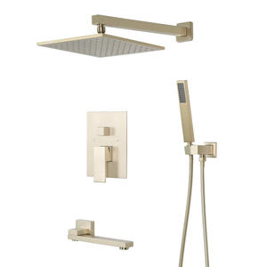 OEM phòng tắm treo tường chải vàng sang trọng lượng mưa vòi hoa sen vòi Combo Set nóng và lạnh Brass tắm Mixer - Product Image 2