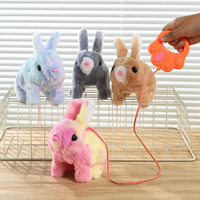 Vente en gros Jouet électrique unisexe en peluche lapin blanc pour animaux de compagnie Jouet transfrontalier pour enfants avec fonction anti-stress et laisse incluse