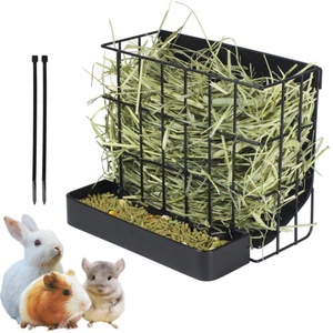 Comedero de Heno Metálico Oniya para Conejos y Cobayas con Gancho, Diseño Inclinado Interno, Comedero de Heno para Animales, para Conejos y Chinchillas - Product Image 1