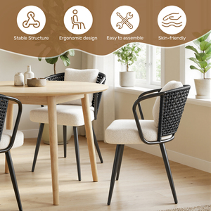 Chaise de salle à manger moderne avec revêtement en tissu Teddy et coussin en polaire, fauteuil ergonomique pour la maison, le bureau et l'hôtel - Product Image 5