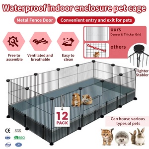 12 panneaux parc pour petits animaux parc pour animaux de compagnie tapis étanche Cage intérieur extérieur Portable fil métallique cour clôture Cages pour animaux de compagnie maisons - Product Image 2