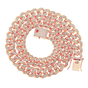 Collar Cubano <span class=keywords><strong>de</strong></span> Cadena <span class=keywords><strong>de</strong></span> 13mm con Incrustaciones <span class=keywords><strong>de</strong></span> Diamantes <span class=keywords><strong>de</strong></span> Imitación, Estilo Hip-Hop Europeo Americano, Color Dorado, para <span class=keywords><strong>Hombre</strong></span>, Barato, 2026 - Product Image 2