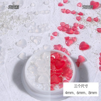 Nail fashion heart light colour changing 3D nail charm Uv Light love manucure accessories mixed size resin heart nail charms