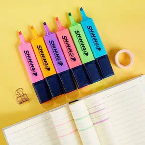 7 रंग फ्लोरोसेंट कार्यालय स्कूल स्टेशनरी उत्पादों निजी लेबल फ्लोरोसेंट रंगीन हाइलाइटर मार्कर पेन सेट