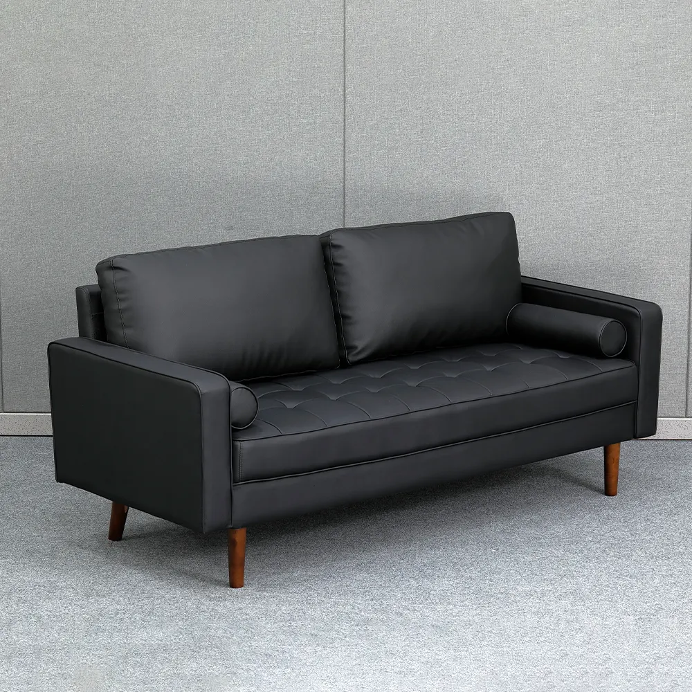 Luxus-Büros ofa aus schwarzem Leder für den Empfang Moderne 2-Sitzer Hotels Lounge Couch Möbel