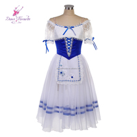 B25669 Tutu de ballet romantique bleu royal et blanc pour la variation de Giselle
