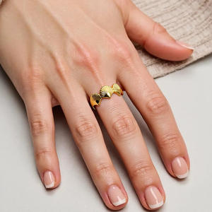 Anillos de Moda Color Dorado Diseño de Concha Joyería para Vacaciones en la Playa para Mujer Anillo Abierto JZ21593 - Product Image 1
