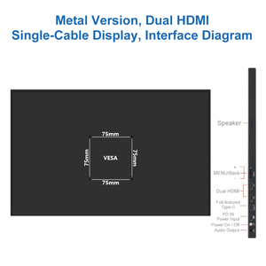 Moniteur <span class=keywords><strong>portable</strong></span> 15,6 pouces 4K UHD 3840x2160 |   Écran de voyage 60Hz HDR avec cadre métallique, Type-C et Mini HDMI - Product Image 4