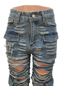 Sexy New <strong>Women's</strong> Ripped Open Wide <strong>Stretch</strong> <strong>Jeans</strong> Pants for <strong>Women</strong> - Product Image 6