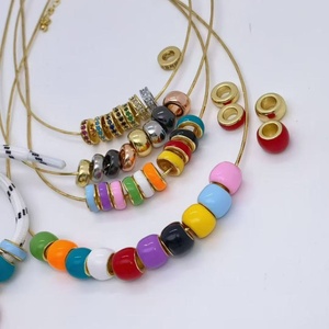 Collar de cuentas deslizantes de esmalte colorido de alta calidad, apilable, con dijes de donut arcoíris para mujer, joyería de verano para la playa - Product Image 2