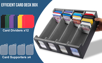 Boîte de rangement portable Torson 4 rangées grande capacité en cuir PU pour cartes à collectionner, organisateur avec 4 fenêtres de visualisation pour jeux de table TCG CCG
