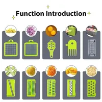 Hachoir à légumes 16 en 1, trancheuse manuelle multifonctionnelle, coupe-légumes avec lames en acier inoxydable pour kit de découpe en dés de cuisine