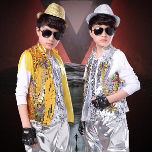 Ensemble 3 pièces Boys Ballroom Sequined <span class=keywords><strong>Modern</strong></span> <span class=keywords><strong>Jazz</strong></span> Hip Hop Dance Competition Costumes Kid Performance Stage wear Dancing Outfit - Product Image 2