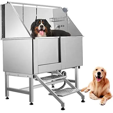 Dog Grooming Tub Professional Stainless Steel Pet Dog Bath Tub With Faucet   Accessories Dog Washing Station