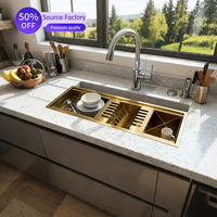 Nouvel arrivage : Égouttoir de cuisine en acier inoxydable 304 brossé doré, petite taille, pour vaisselle