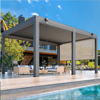 Pergola à lames orientables en aluminium, directement de l'usine, étanche, éclairage RGB dimmable, écologique, revêtement poudré, pour balcon