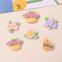 Aksesoris Resin Bunga Kartun Musim Semi Warna Pink untuk Dekorasi DIY Casing Ponsel, Sepatu, Jepit Rambut