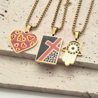 Collier en acier inoxydable plaqué or au design minimaliste, pendentif œil du diable, bijoux en acier inoxydable étanche