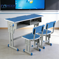 Ensemble de chaises de bureau ergonomiques pour 2 personnes, cadre métallique robuste réglable, mobilier scolaire avec sièges confortables