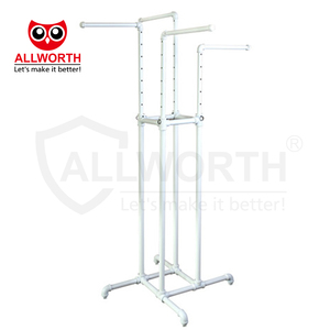 Hot Sale Floor Standing White Metal Frame <span class=keywords><strong>4</strong></span> Way Vestuário <span class=keywords><strong>Display</strong></span> <span class=keywords><strong>Rack</strong></span> com bandeira reta braços - Product Image 1