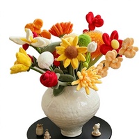 Bouquet de fleurs artificielles en peluche douce en polyester fait main, tournesol et tulipe, pour la décoration de la maison, de mariage et de remise de diplôme