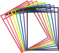 Fundas de PVC Transparente Reutilizables para Lápices de Borrado en Seco, Hojas Negras para Uso en el Aula, Material Escolar para Niños, Suministros de Oficina