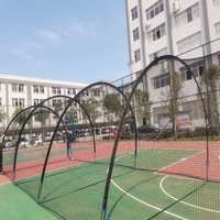 Cage de frappe portable OEM 15x4x3m à 6 arches, filet de frappe gonflable pour l'extérieur, équipement d'entraînement de baseball