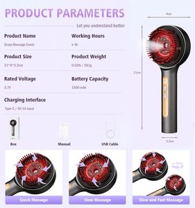 Applicateur d'huile capillaire, peigne de massage du cuir chevelu EMS, dispositif de soin des cheveux à nano-brume avec lumière LED - Product Image 5