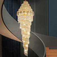 Design post-moderne de luxe hôtel Villa Duplex salon escalier en colimaçon lampe lustre fer et cristal lustre