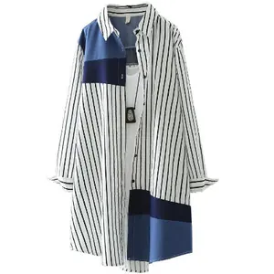 Spring Korea Fashion Women Long Sleeve Shirt Turn-down Collar Striped Plus Size Lady's Shirts