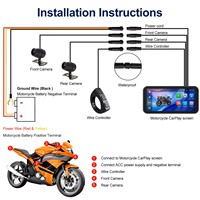 Écran tactile GPS de navigation étanche pour moto intelligente de 6,25 pouces, CarPlay, enregistreur à double objectif TPMS