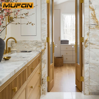 Meubles-lavabos de salle de bain en bois massif de chêne blanc américain, sur mesure, avec cadre encastré cannelé et façade cannelée