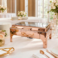 Ensemble de chauffe-plats hydrauliques en acier inoxydable noir/or rose pour hôtels, restaurants et buffets – Vente en gros