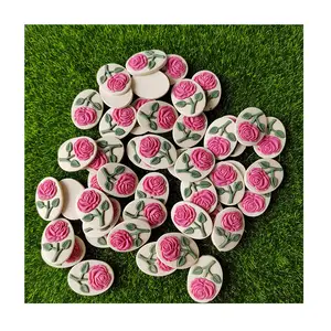 100 Pçs/lote 25*35MM Pequena Detalhada Flor Rosa Cabochões Mini Resina Rosa Flor Em Branco Oval Cameo Para Scrapbooking Decor