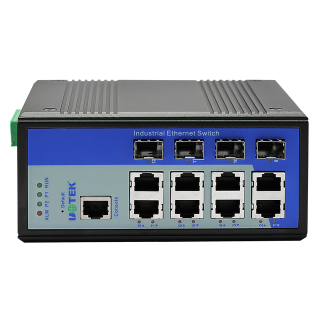 UOTEK 100/1000M 10 Ports Managed Store Forward Ethernet Switch IEEE 802.1Q VLAN Gigabit SFP Port DIN-rail UT-62408F-8T-4GP-BNF
