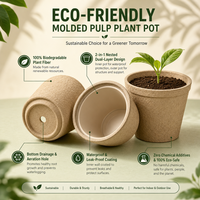 Pot de fleurs écologique en pulpe de bagasse personnalisé, pot de bureau biodégradable en papier pour la décoration des plantes de balcon à domicile
