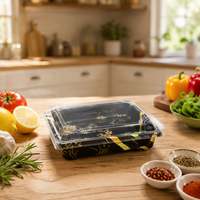 Conteneur d'emballage pour sushis avec couvercle transparent, plateau en plastique PET de qualité alimentaire épaissi pour plateau de fête, restauration en gros