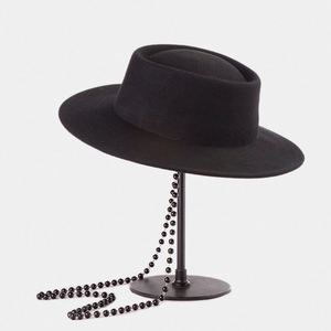 Sombreros Fedora de Fieltro 100% Lana con Diamantes Brillantes, Novedad Otoño-Invierno, Estilo Jazz, Moda Casual con Cuentas y Cuerda - Product Image 4