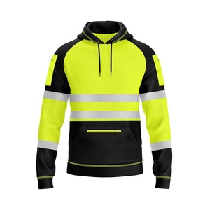 Sweat à capuche haute visibilité vêtements de travail réfléchissants vêtements de sécurité pull haute visibilité sweat à capuche à couleur bloquée vêtements de travail - Product Image 3