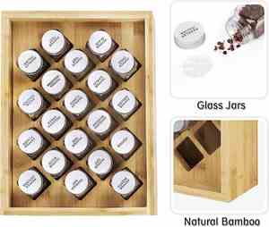 Organiseur d'épices en bambou pour la cuisine avec 20 bocaux en verre pour armoire de cuisine - Product Image 3