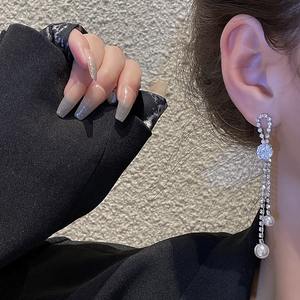 أقراط نسائية فاخرة مرصعة بالألماس، أقراط طويلة متدلية، أقراط فراشة مرصعة بالألماس - Product Image 2