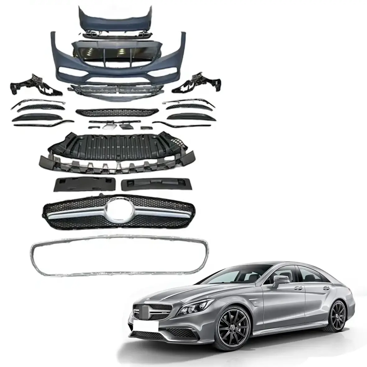 B SPM Kit wajah Bumper plastik, Aksesori Kit Wajah model Upgrade ke Cls63 Amg 1 Set 2015-2023 untuk Mercedes Benz Cls W218