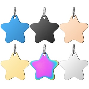 Llavero de Acero Inoxidable con Forma de Estrella Redondeada Creativa, Collar de Identificación de Mascota con Grabado Brillante Antipérdida, Accesorios - Product Image 2
