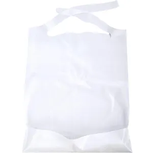 Delantal desechable para adultos, mandil desechable de PE blanco, impermeable, personalizado