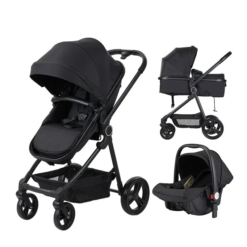 Atacado De Luxo Personalizado Dobrável Alumínio Baby Pram Leve Avião De Viagem 3 em 1 Carrinho De Bebê com Assento De Carro