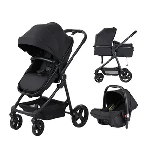 Groothandel Luxe Custom Opvouwbaar Aluminium Baby Kinderwagen Lichtgewicht Reisvliegtuig 3 In 1 Kinderwagen Met Autostoel