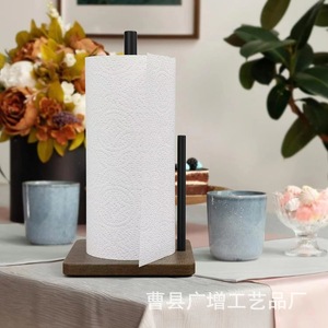 Porte-serviettes en papier de bureau en bois massif, brun, carré, moderne, sur pied, pour cuisine - Product Image 1